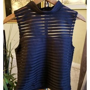 Black Striped Sheer At The  Top Shirt